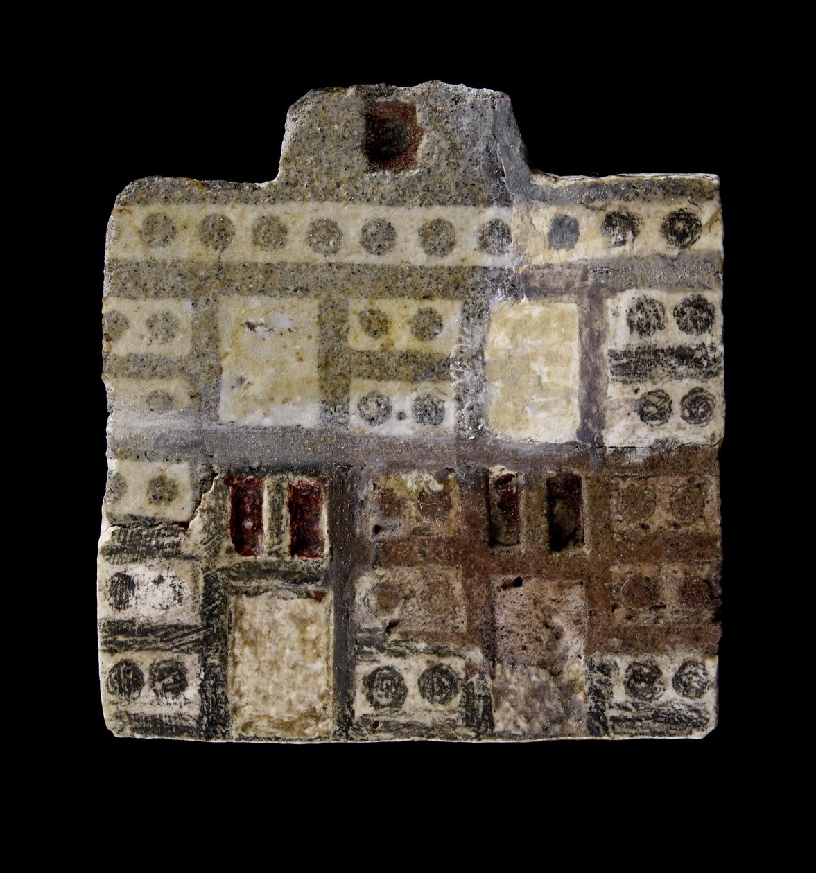 Faience-Einlegeplatte, die ein zweistöckiges Haus darstellt, Mittelminoische IIIA-Periode, ca. 1800-1750 v. Chr. von Minoan