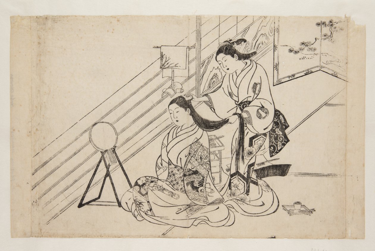 Frau kämmt Haare von Mitsunobu Hasegawa