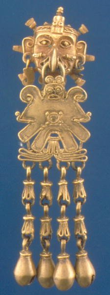 Anhänger des Windgottes Ehecatl, Miztec (Gold) von Mixtec