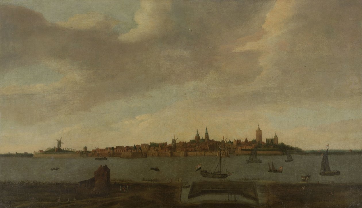 Ansicht von Heusden von Monogrammist FK (Noordelijke Nederlanden)