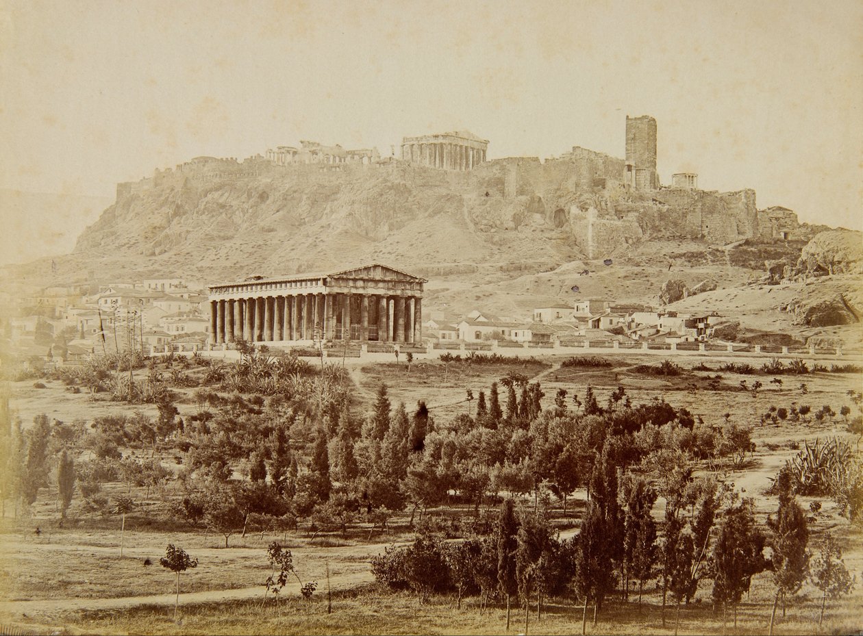 Ansicht des Theseion mit der Akropolis in der Ferne von Moraites Petros