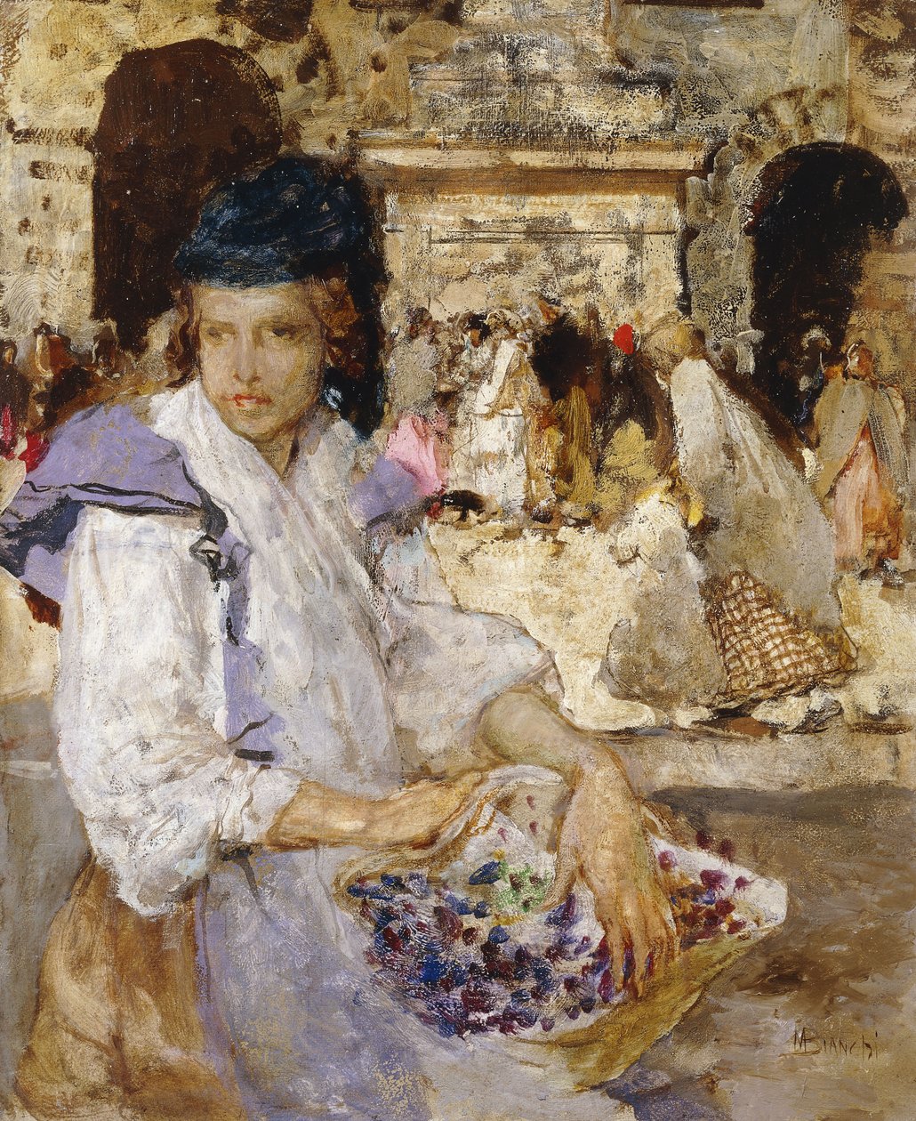 Die Blumenverkäuferin von Mose Bianchi