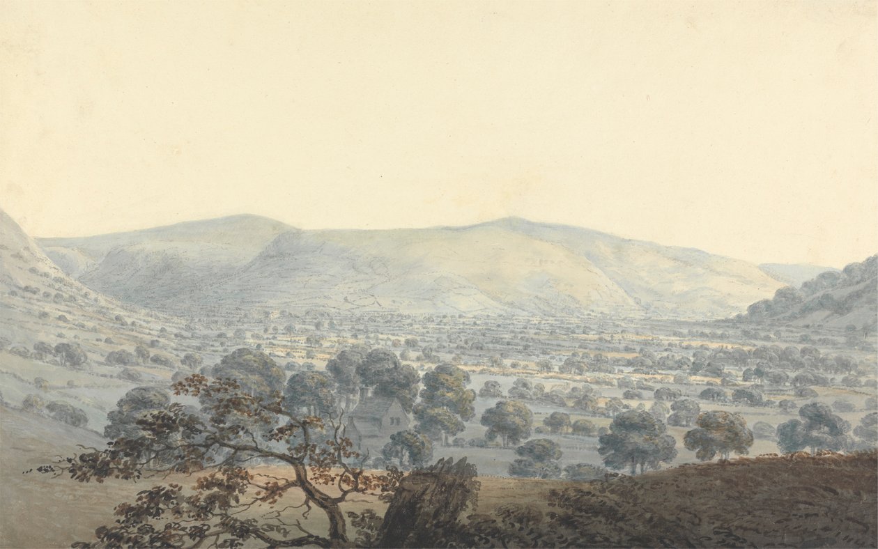 Entfernter Blick auf Llandrillo von Moses Griffith