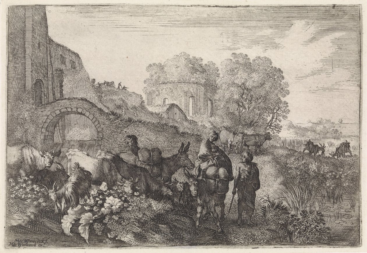 Landschaft mit Reisenden von Moyses van Wtenbrouck