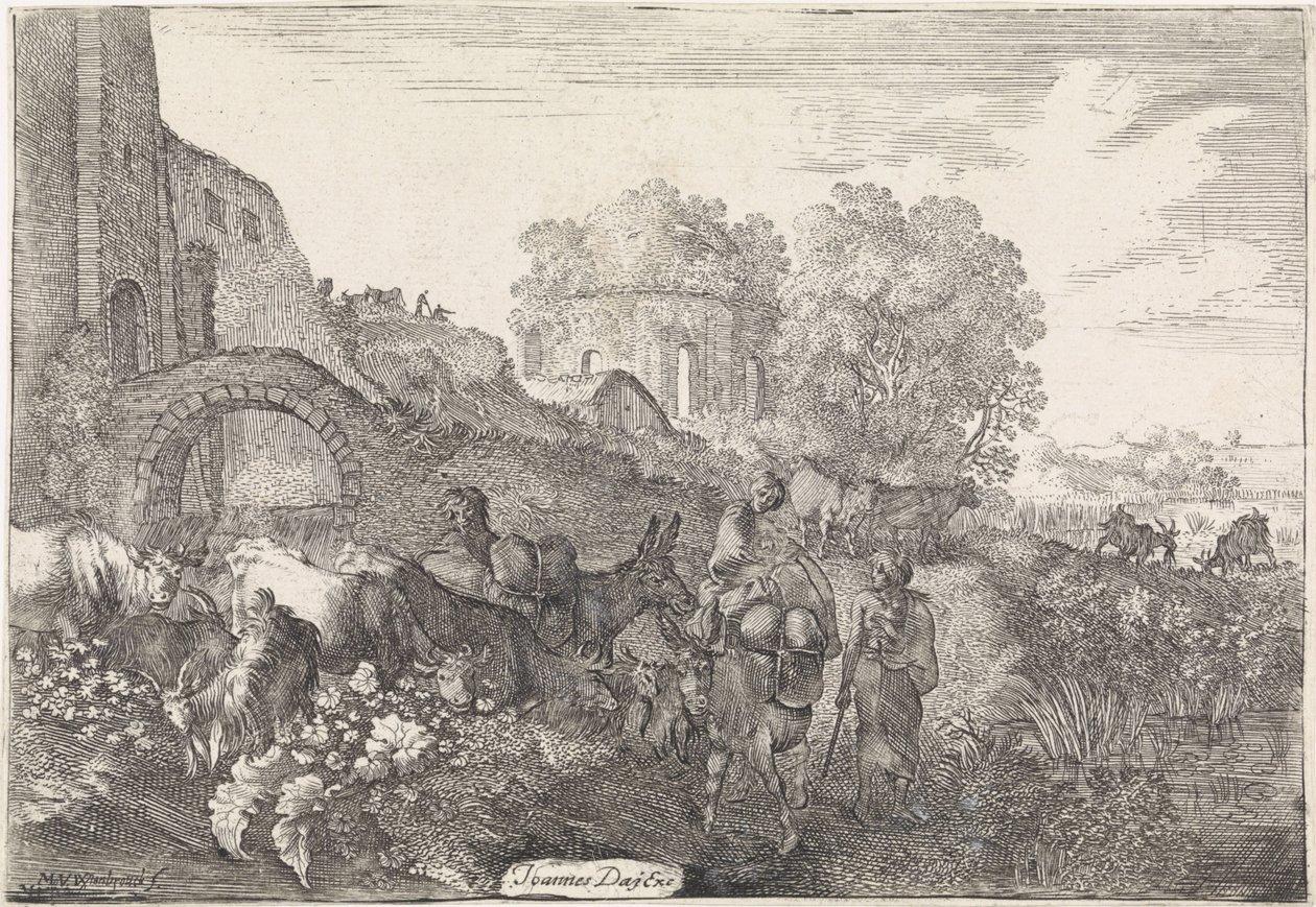 Landschaft mit Reisenden von Moyses van Wtenbrouck
