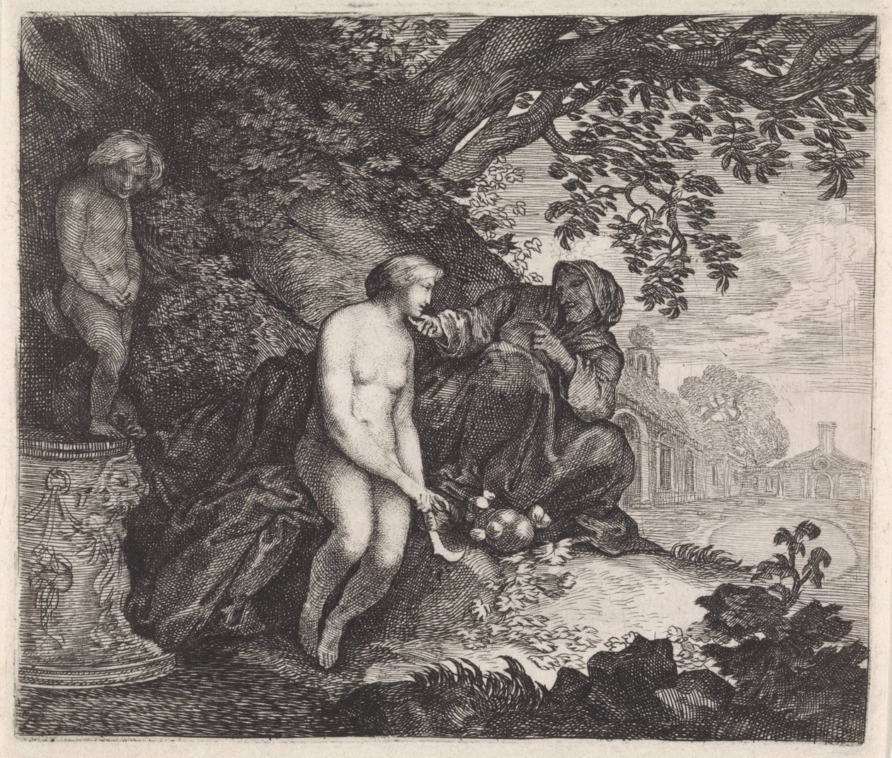 Vertumnus versucht Pomona zu verführen von Moyses van Wtenbrouck