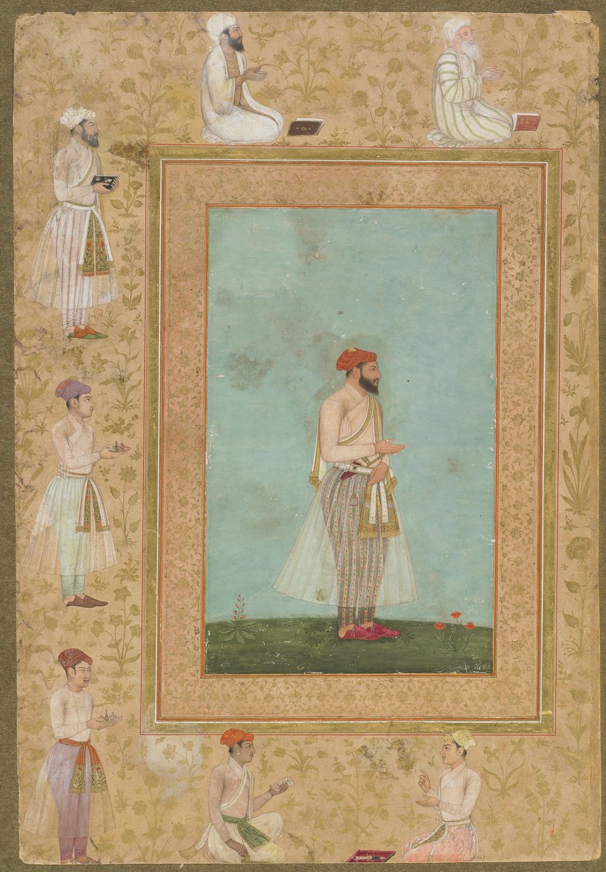 Ein Höfling, aus dem späten Shahjahan-Album, abgelöstes Manuskriptfolio, ca. 1650 von Mughal School