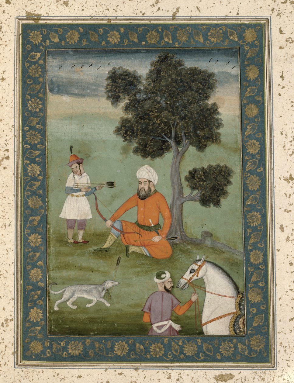 Ein trans-oxonischer Edelmann unter einem Baum sitzend, aus dem Großen Clive-Album, ca. 1765 von Mughal School