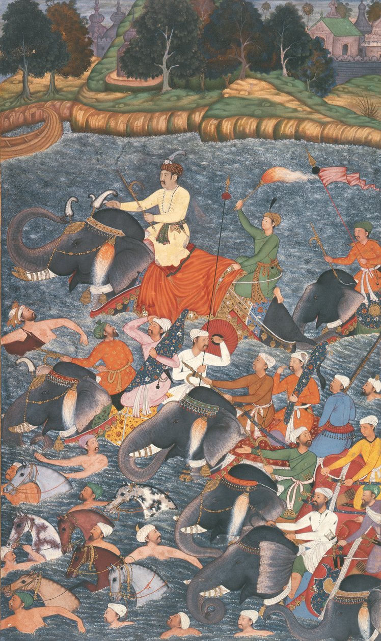Kaiser Akbar (r.1556-1605) überquert den Fluss Ganges im Jahr 1567, aus dem 