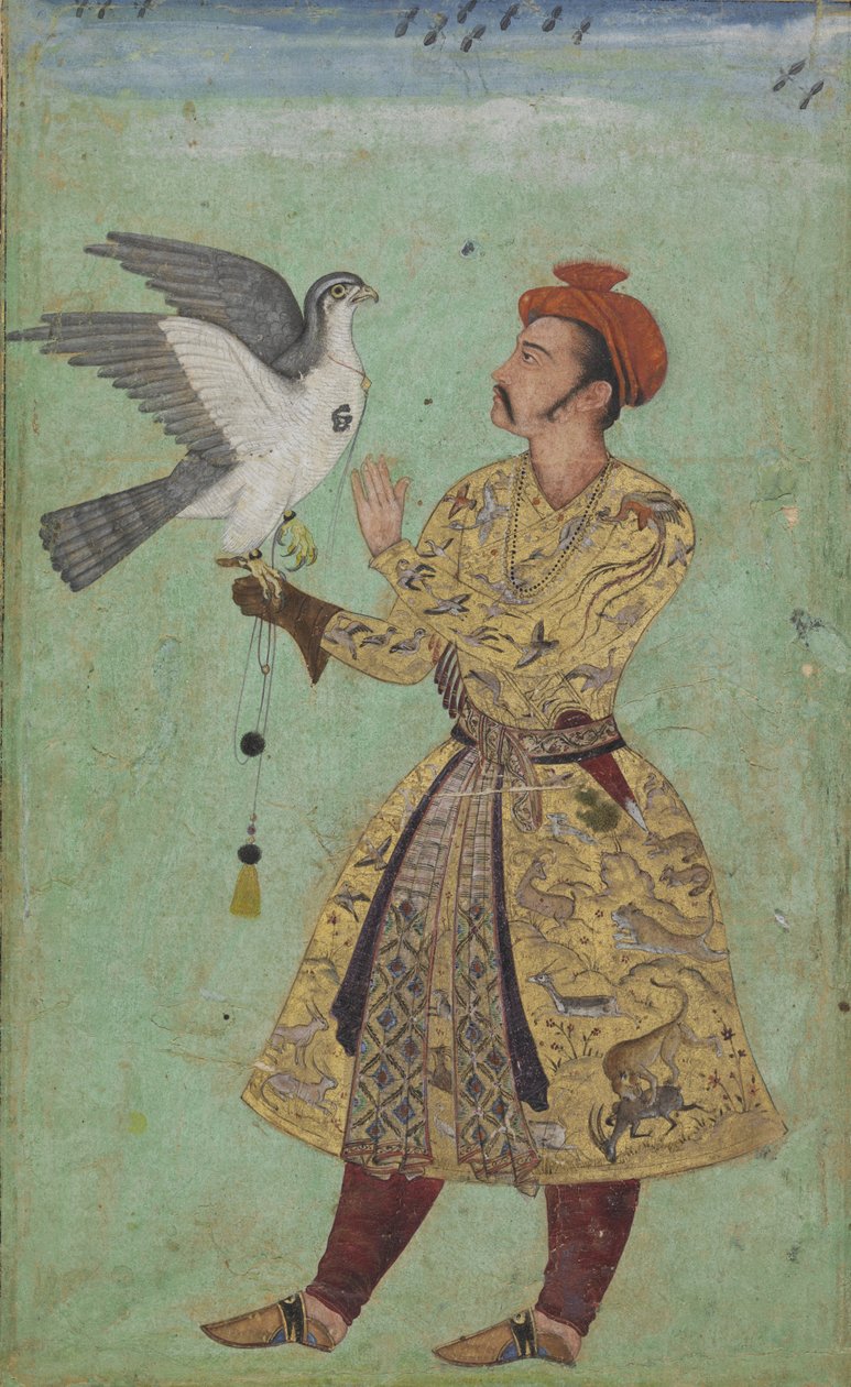 Prinz mit einem Falken, ca. 1600-5 von Mughal School