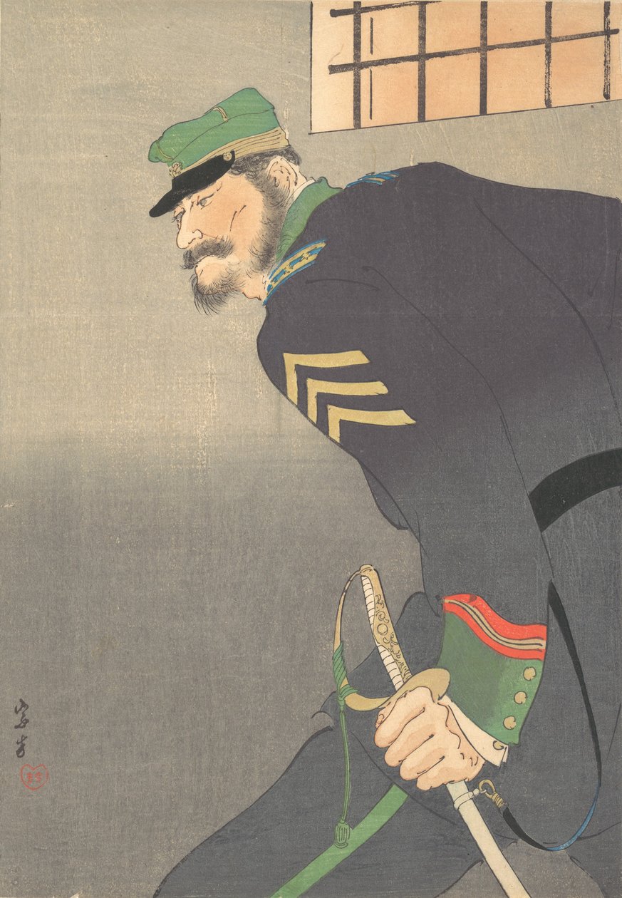 Druck, [Soldat mit Schwert], ca. 1906 von Munakata