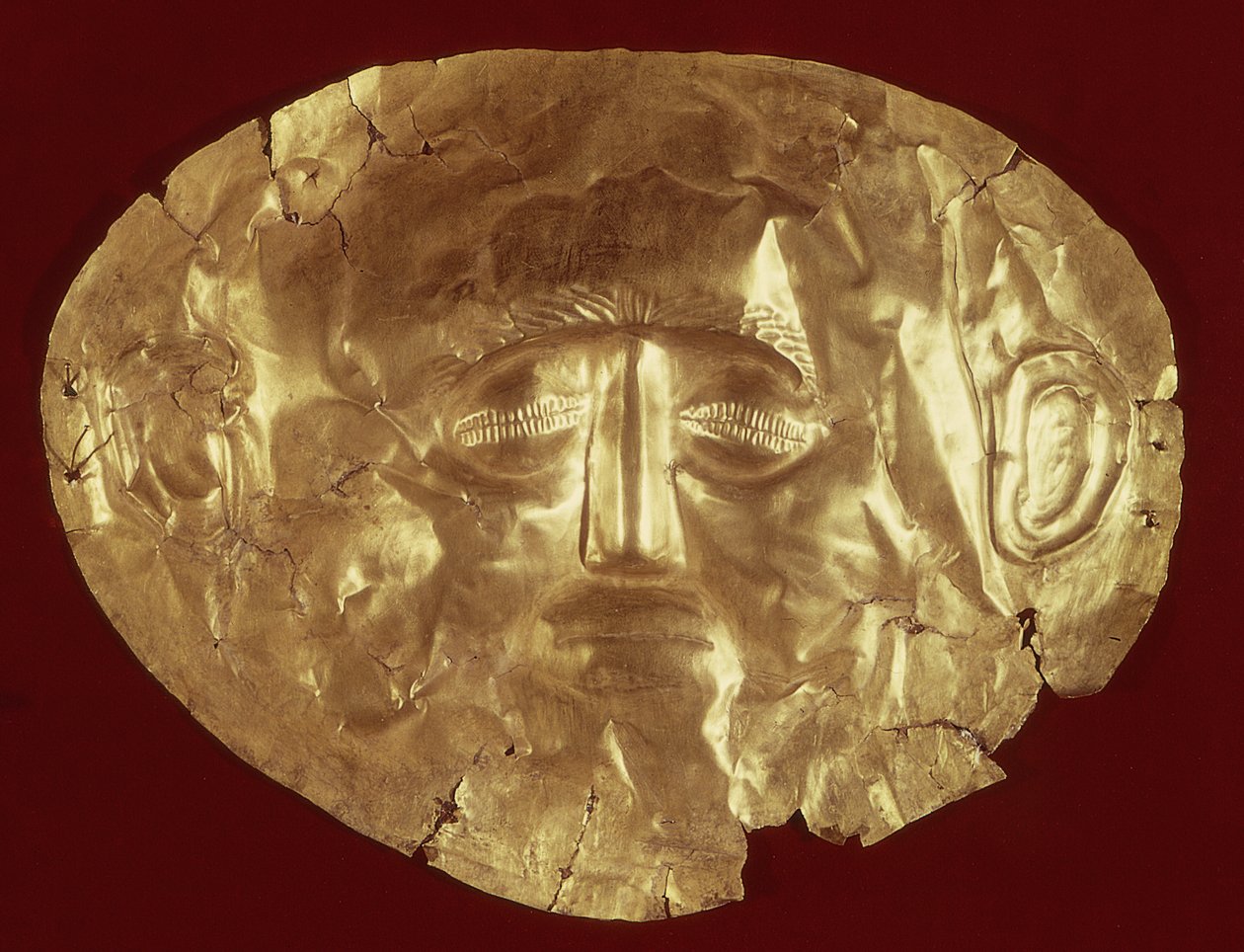 Totenmaske aus dem Königlichen Grab IV, Mykene, ca. 1580-1550 v. Chr. von Mycenaean