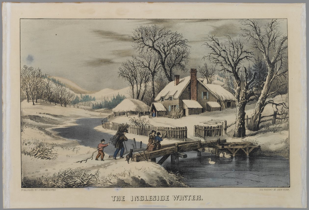 Der Winter am Kamin von N. and Ives, J.M. Currier