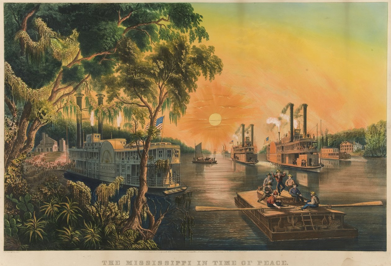 Der Mississippi in Friedenszeiten, 1865 von N. and Ives, J.M. Currier