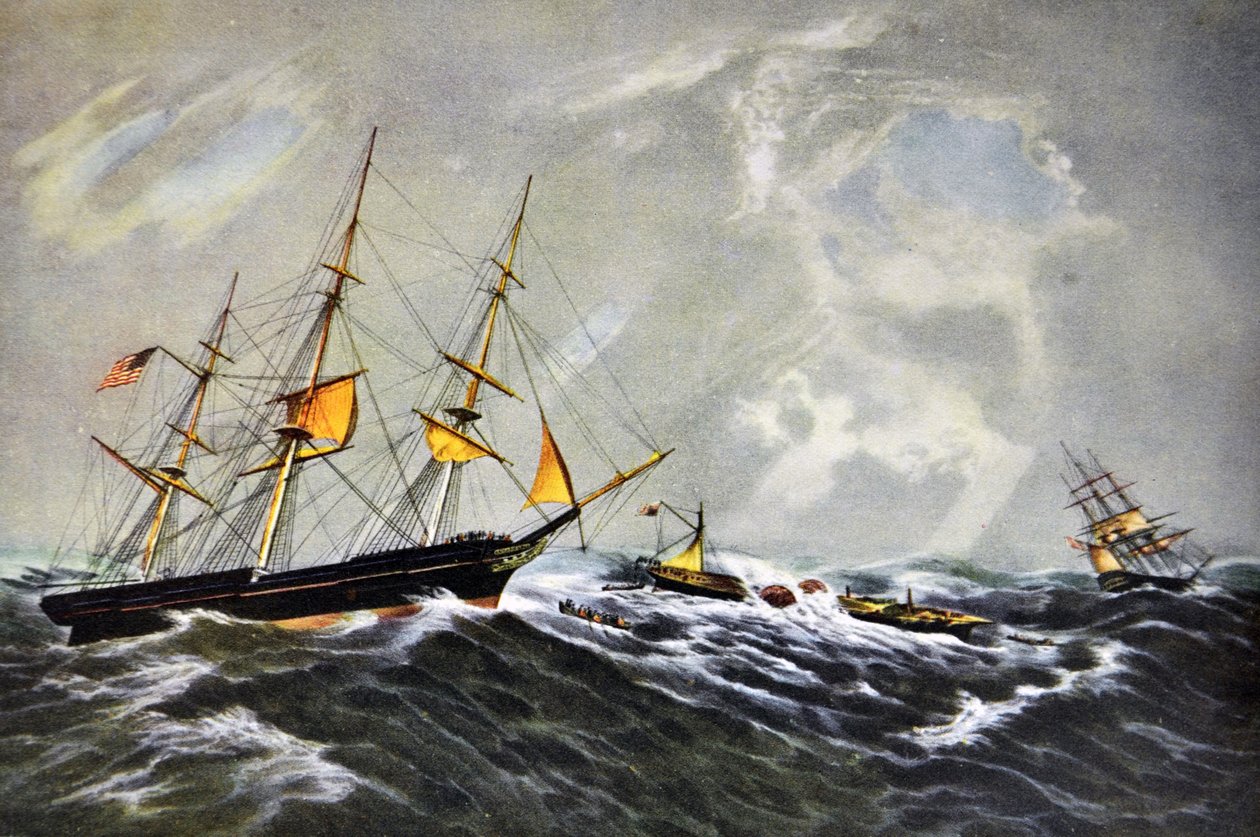 Das Wrack des Dampfschiffs San-Francisco von N. and Ives, J.M. Currier