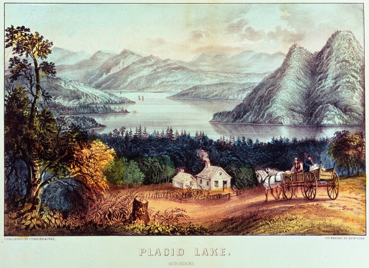 Ruhiger See, Adirondacks von N. and Ives, J.M. Currier