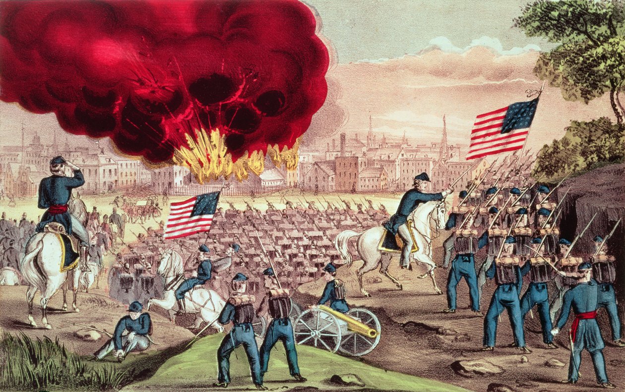 Die Eroberung von Atlanta durch die Unionsarmee, 2. September 1864 von N. and Ives, J.M. Currier