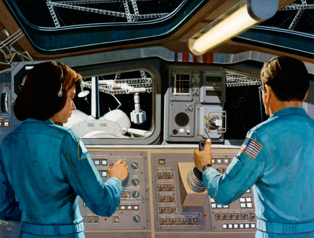 In einer futuristischen Raumstation, um 1970er Jahre von NASA Images
