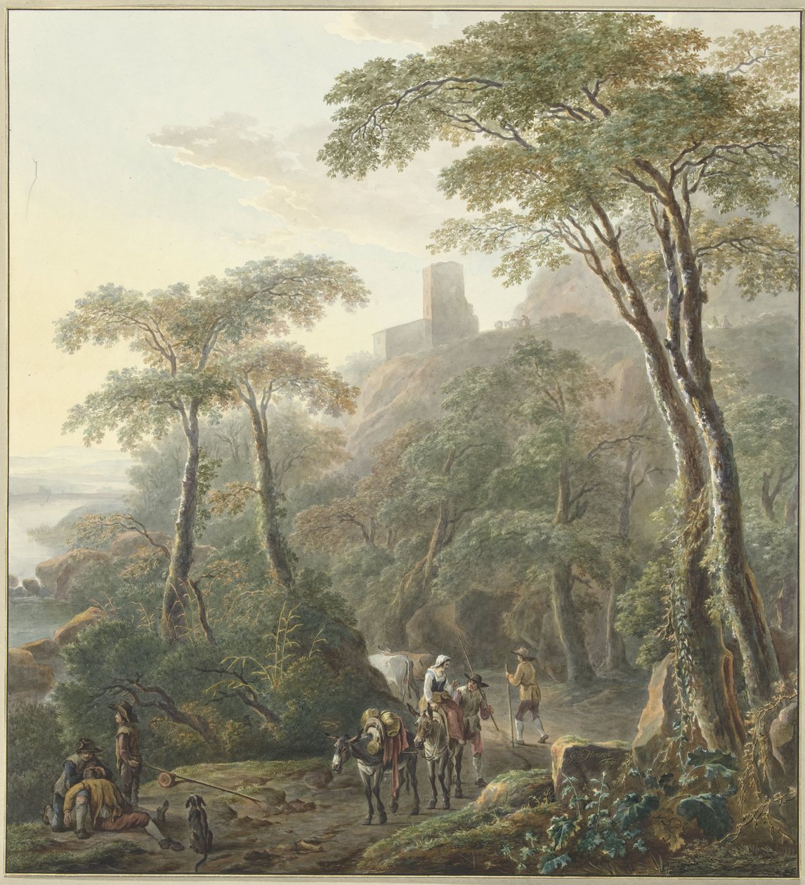 Landschaft mit Hirten und Milchmädchen von N. Lamme