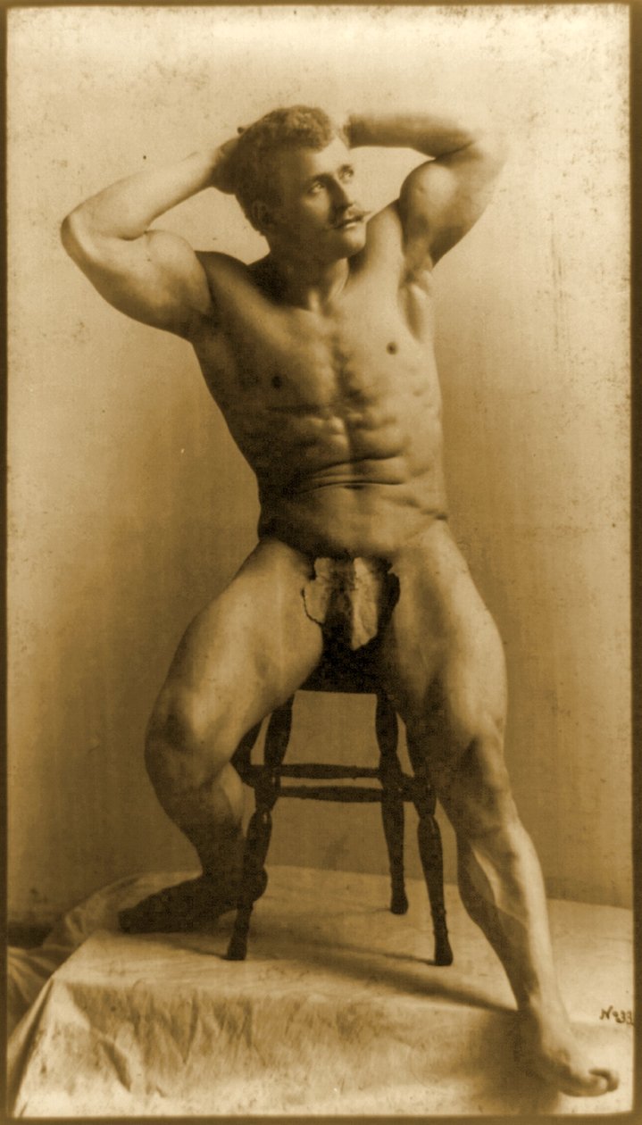 Eugen Sandow, in klassischer antiker griechisch-römischer Pose, ca. 1893 von Napoleon Sarony