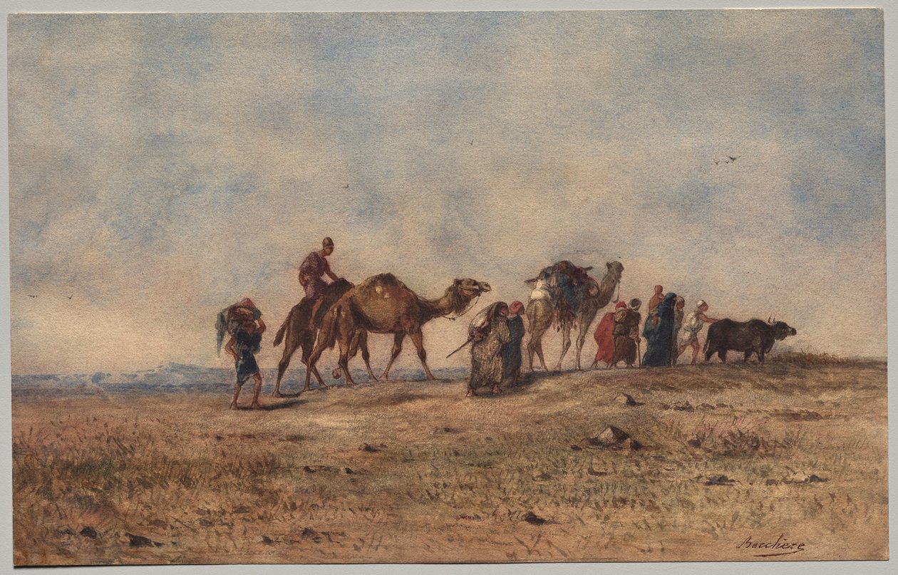 Eine Karawane in der Wüste von Narcisse Berchere