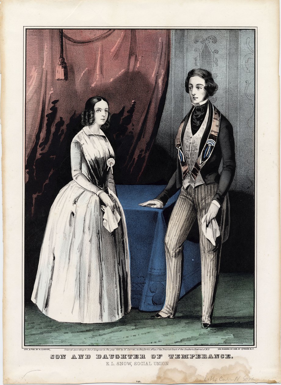 Sohn und Tochter der Mäßigkeit: E.L. Snow, Social Union, 1850 von Nathaniel Currier