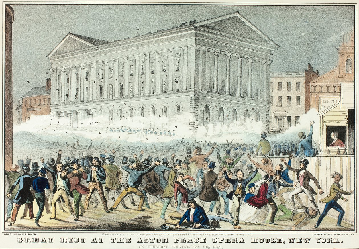 Großer Aufruhr am Astor Place von Nathaniel Currier