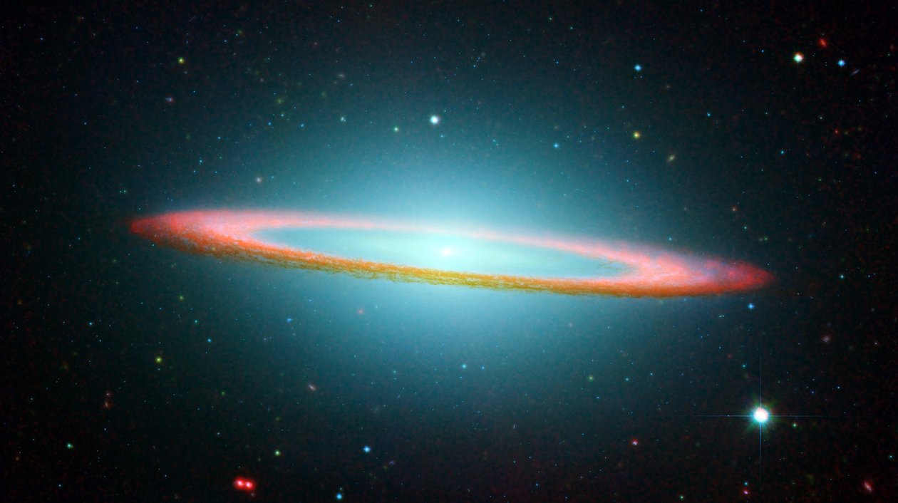 Teil der Sombrero-Galaxie im Infrarot, schwebender Ring. Wissenschaft Astronomie von National Aeronautics and Space Administration National Aeronautics and Space Administration