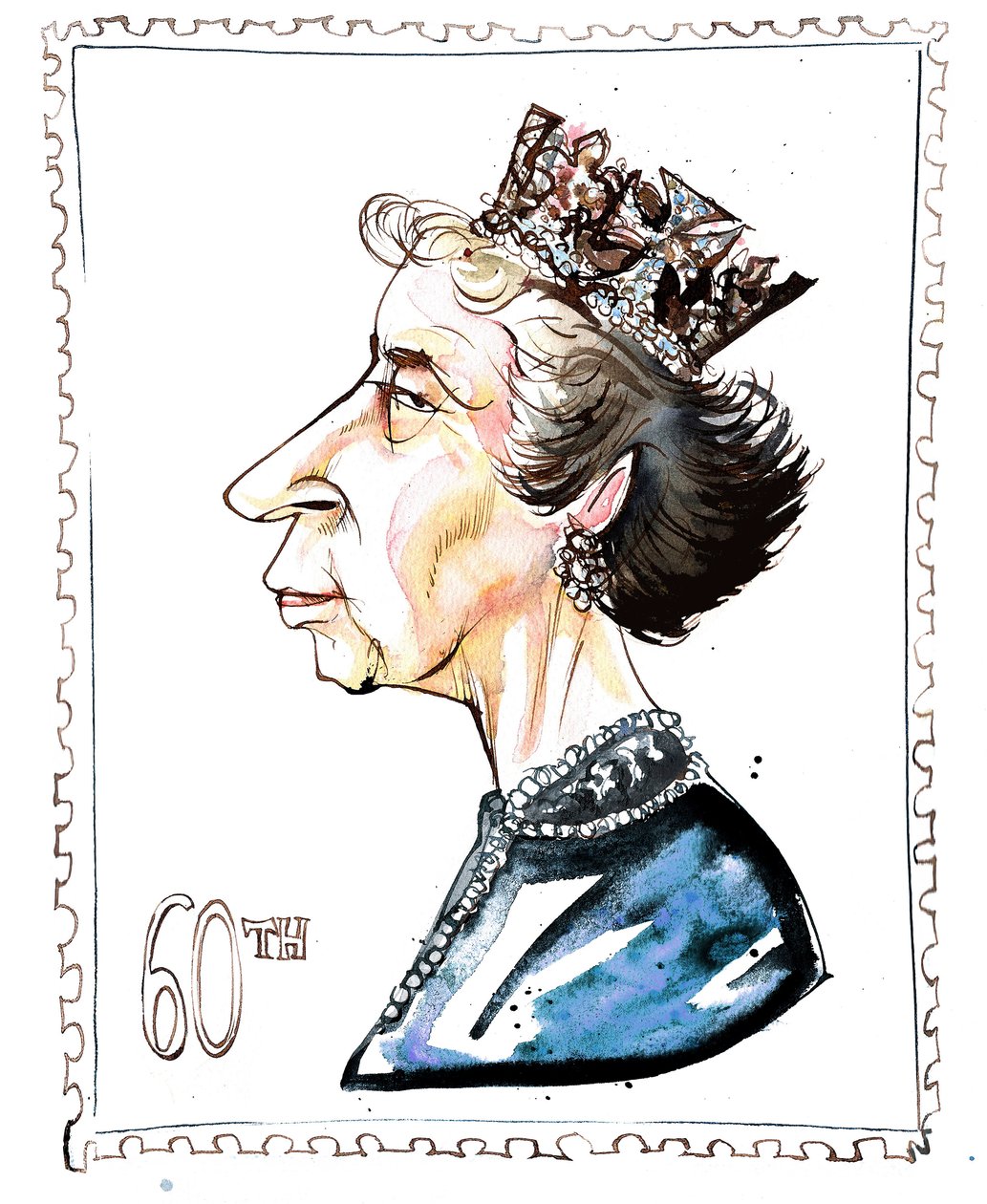 Elizabeth Windsor - Karikatur von Neale Osborne