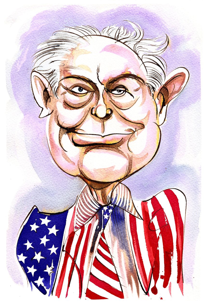 Elliott Carter - Karikatur von Neale Osborne