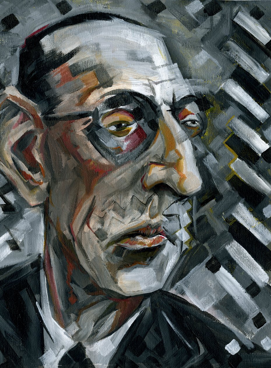 Igor Strawinsky - Karikatur des russischen Komponisten von Neale Osborne
