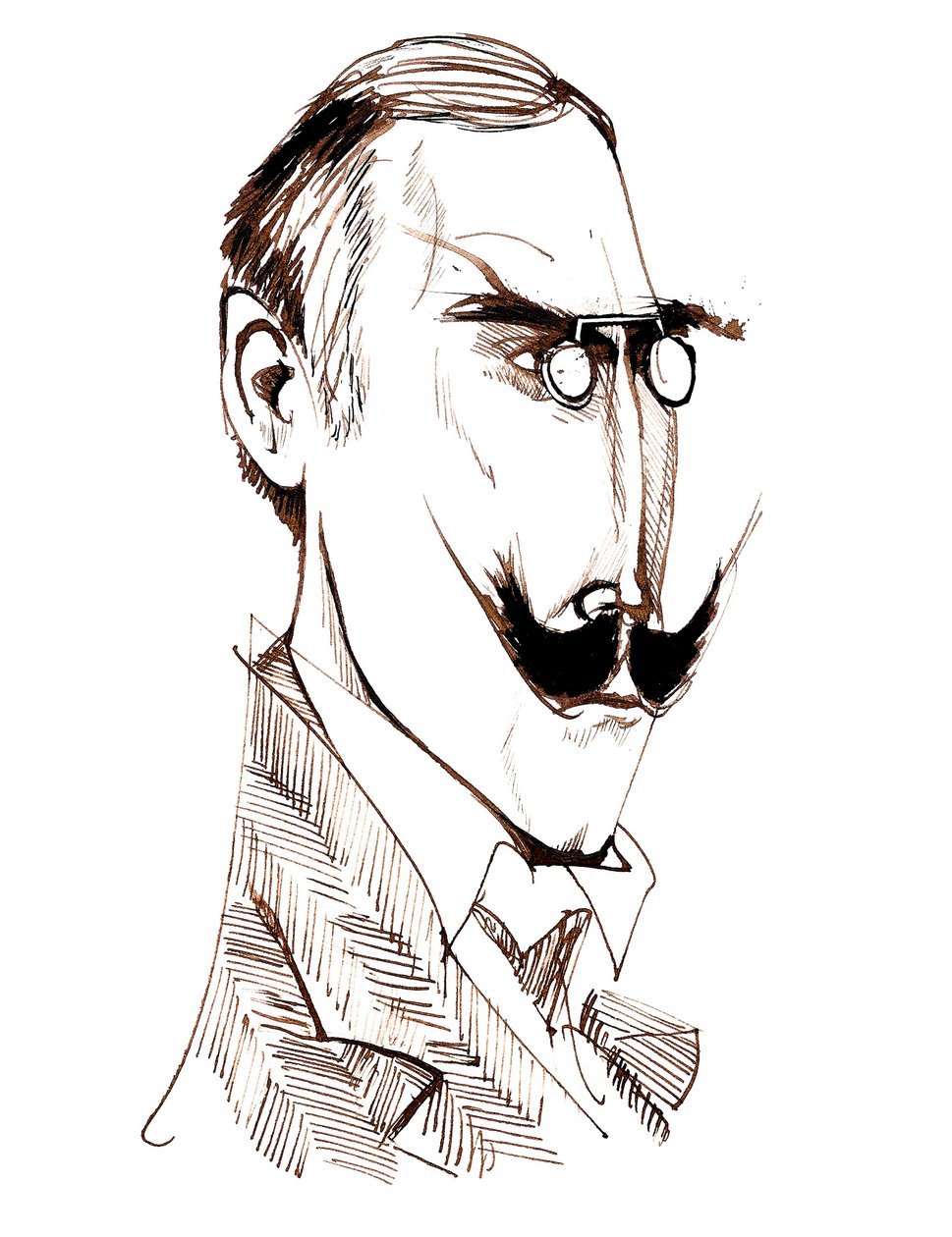 Knut Hamsun, Karikatur von Neale Osborne