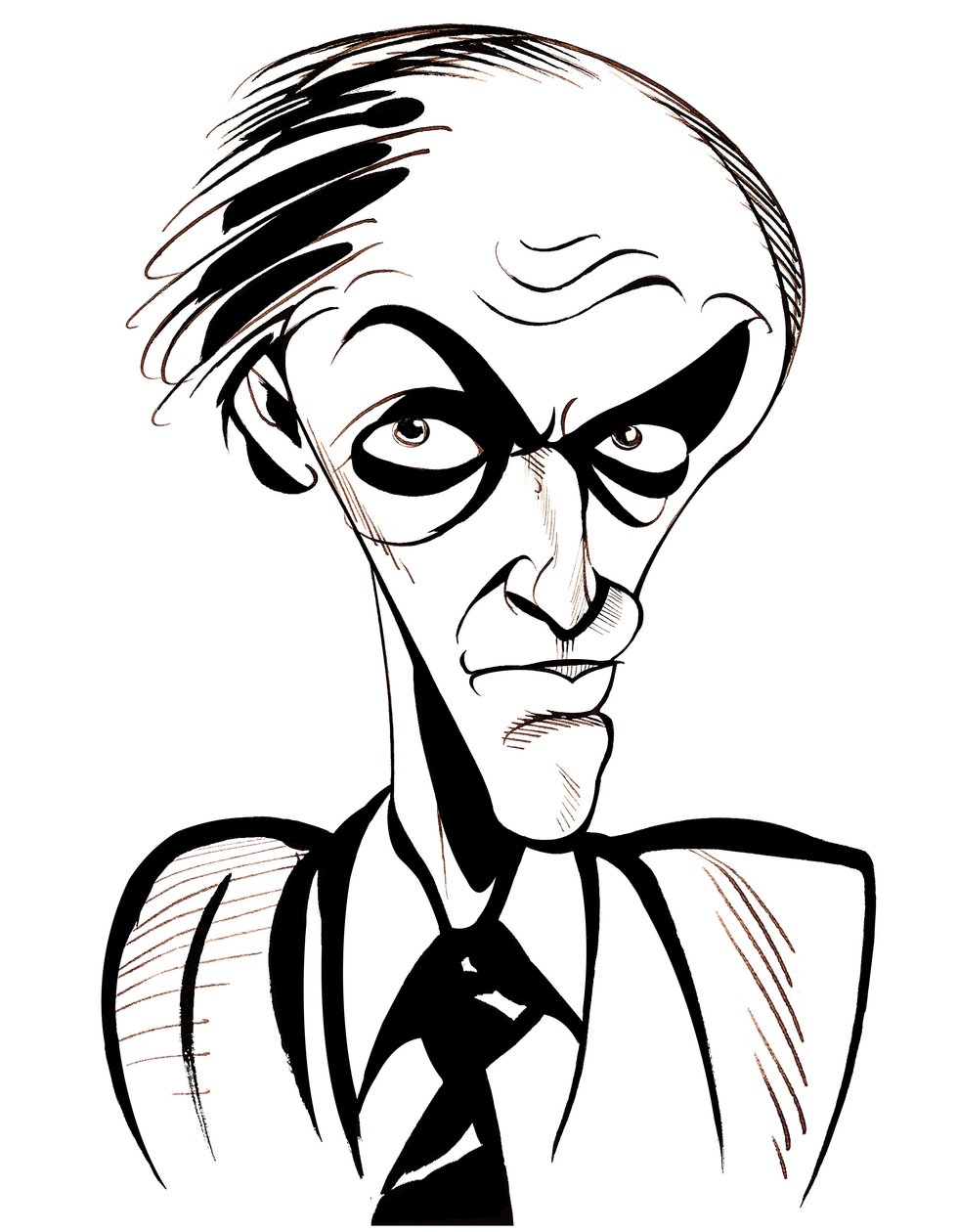 Roald Dahl - Karikatur in Schwarz-Weiß von Neale Osborne