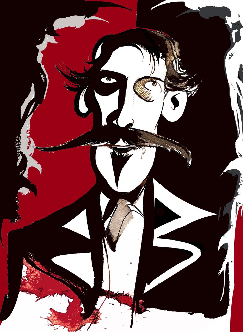 Robert Louis Stevenson - Farbkarikatur von Neale Osborne
