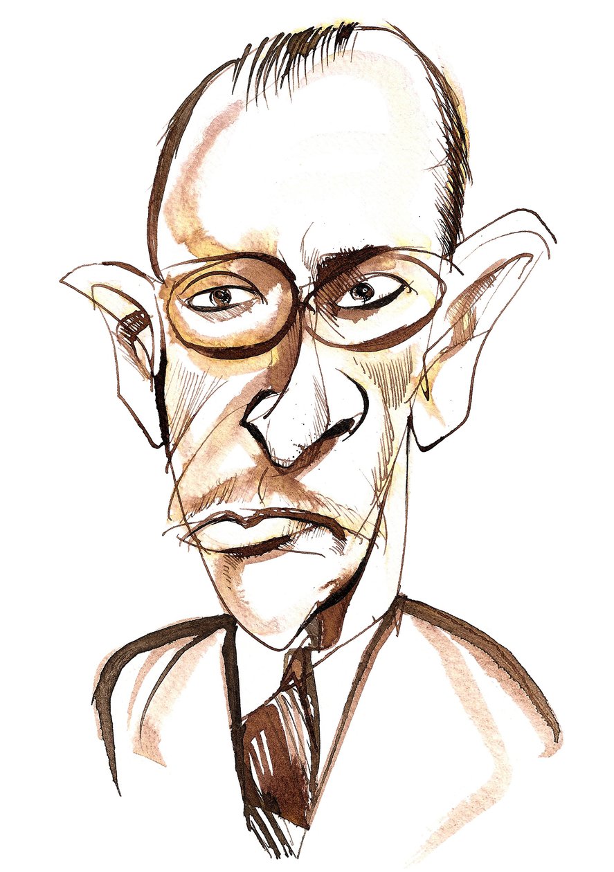 Russisch-amerikanischer Komponist und Dirigent Igor Strawinsky (1882-1971); Karikatur von Neale Osborne