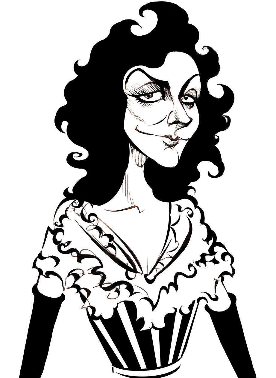 Yvette Guilbert, Karikatur von Neale Osborne