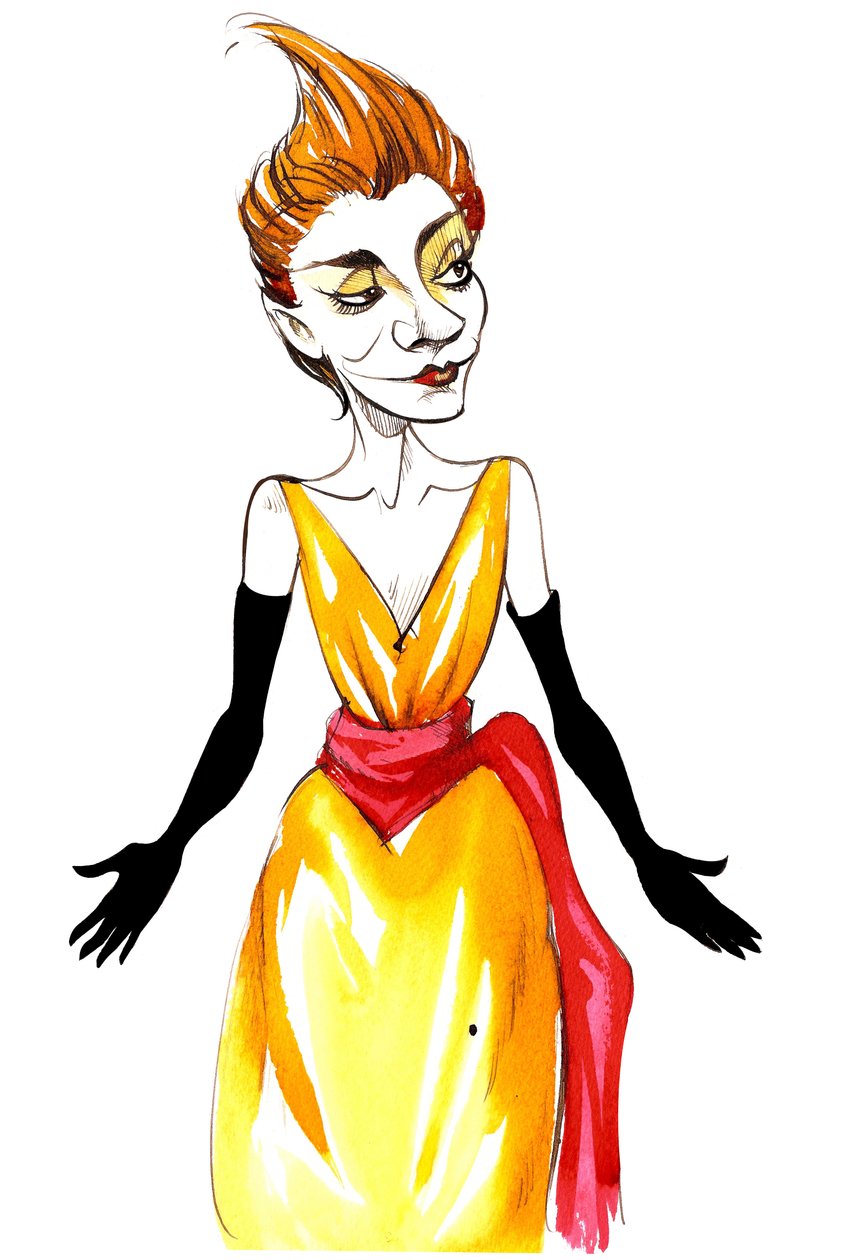 Yvette Guilbert, Karikatur von Neale Osborne