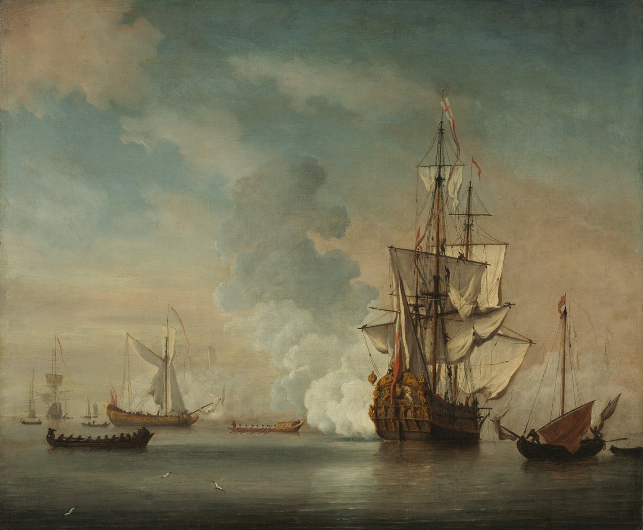 Englisches Kriegsschiff feuert Salut von Netherlandish School