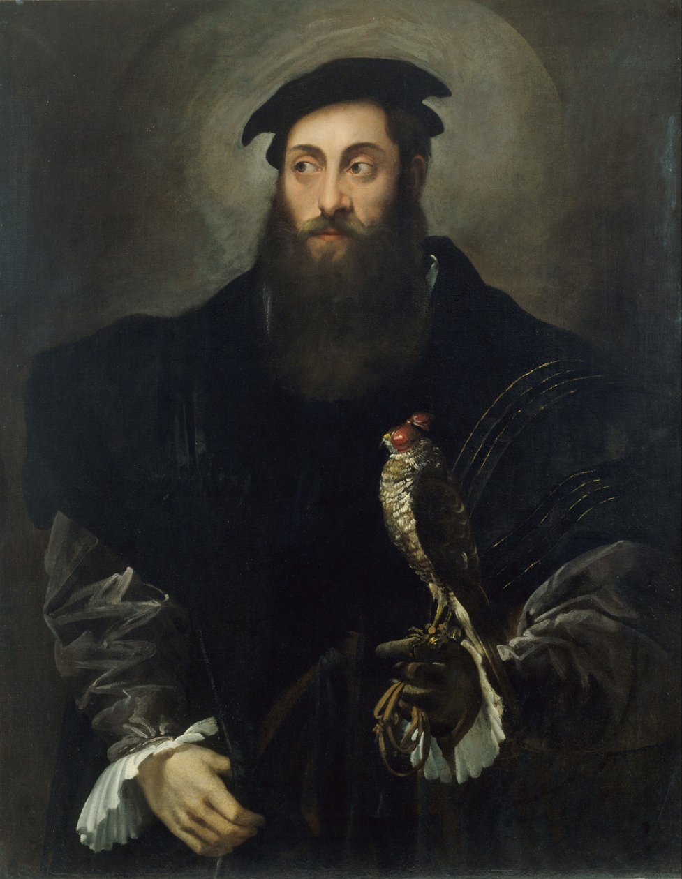Porträt eines Gentlemans mit einem Falken von Niccolo dellAbbate