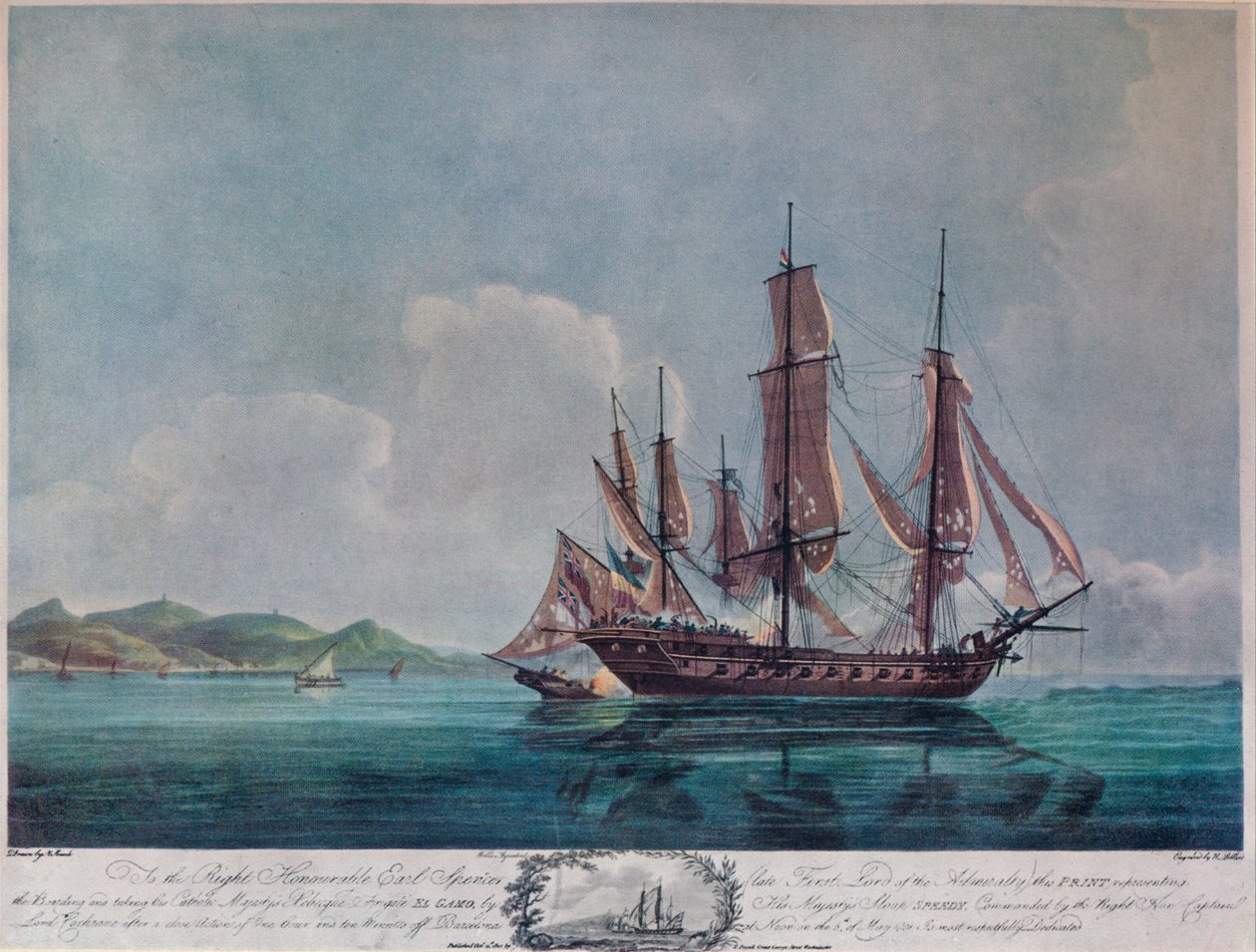 Die Speedy und El Gamo, um 1802 von Nicholas Pocock