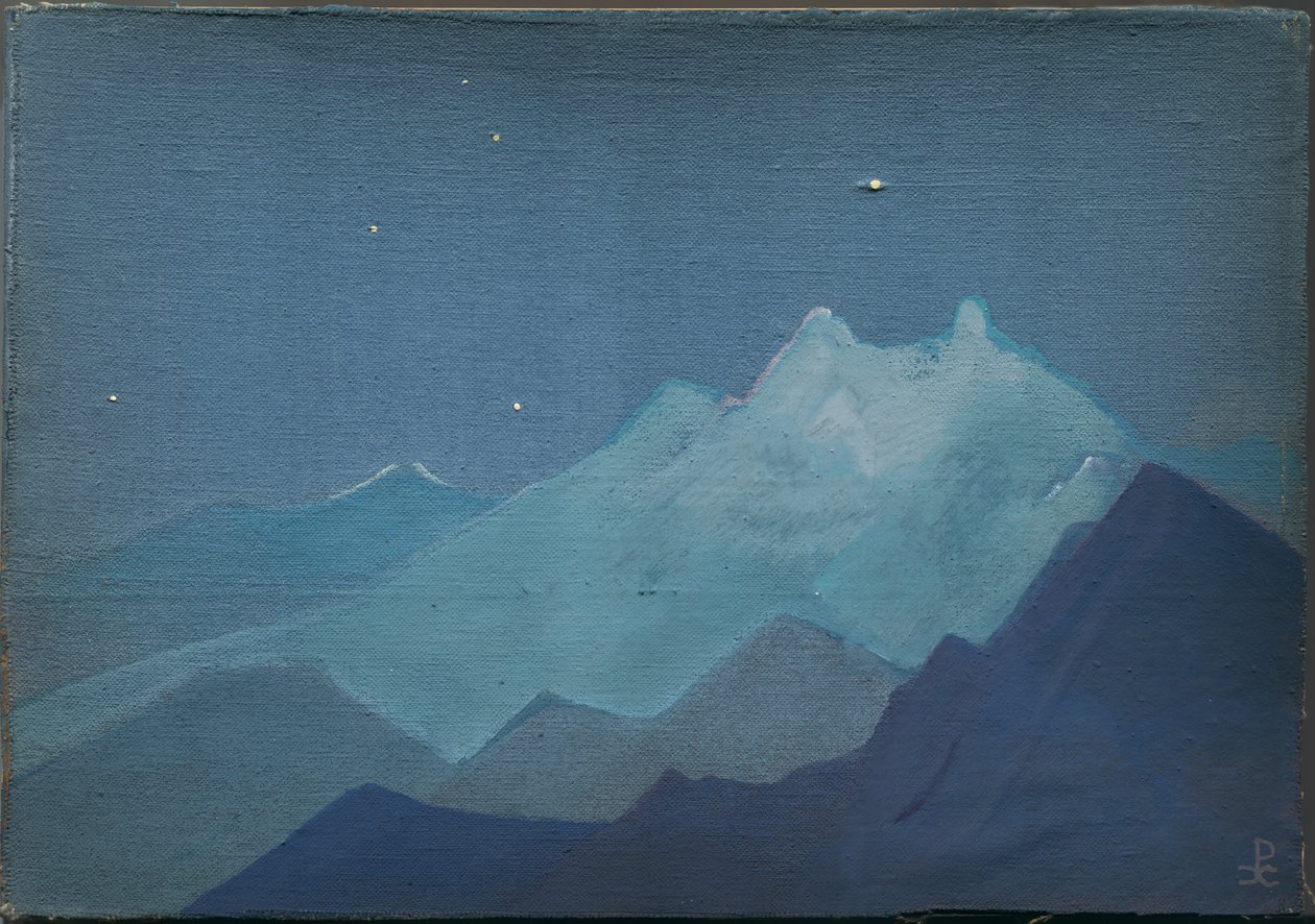 Himalaya, mondbeschienene Berge, Skizze, 1933 von Nicholas Roerich