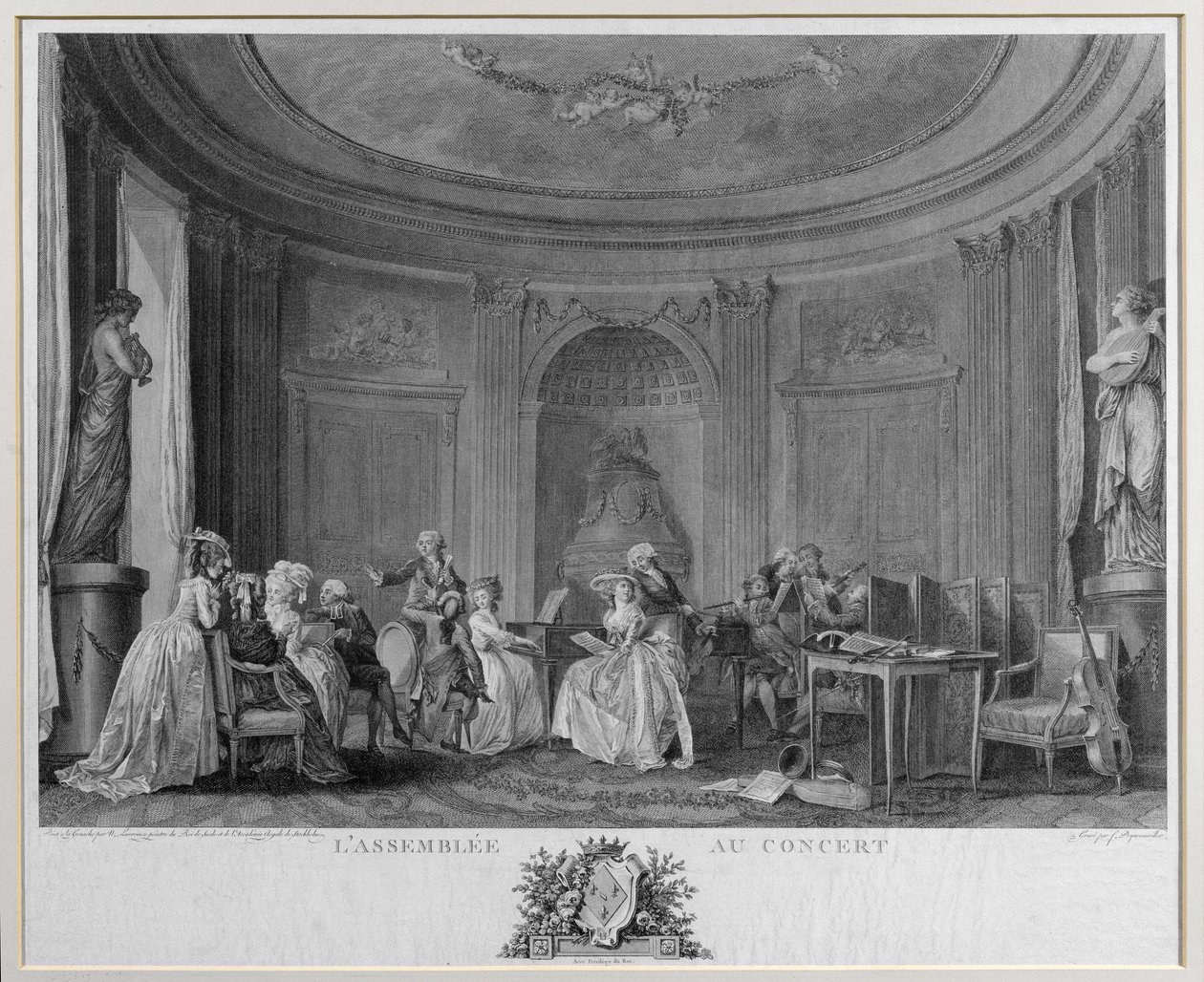 Die Versammlung beim Konzert, graviert von Francois Nicolas Barthelemy Dequevauviller von Niclas II Lafrensen