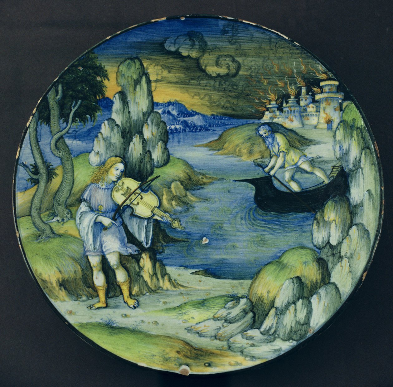 Orpheus und Charon, Majolika-Teller, ca. 1515 von Nicolò Pellipario