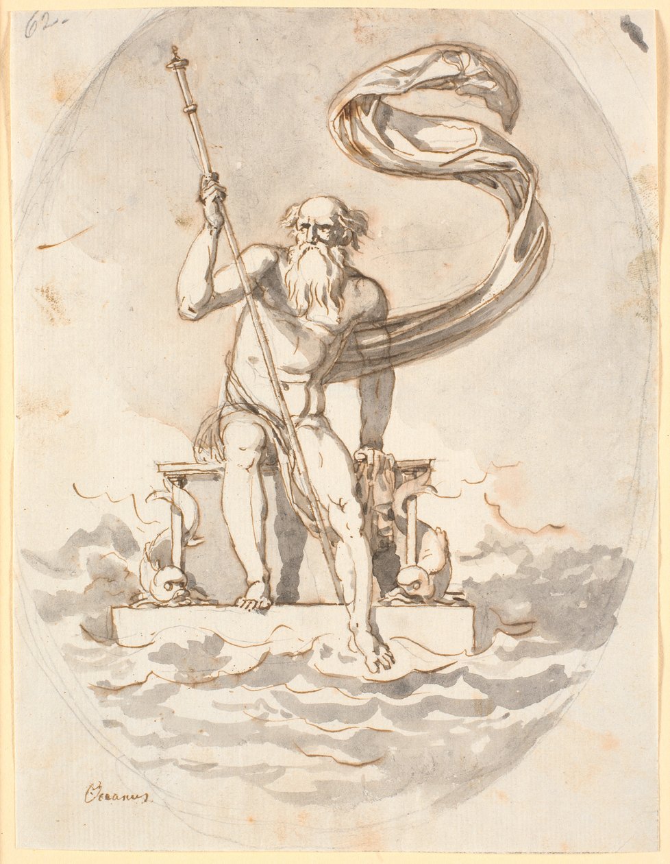 Oceanus auf seinem Thron im Meer von Nicolai Abildgaard