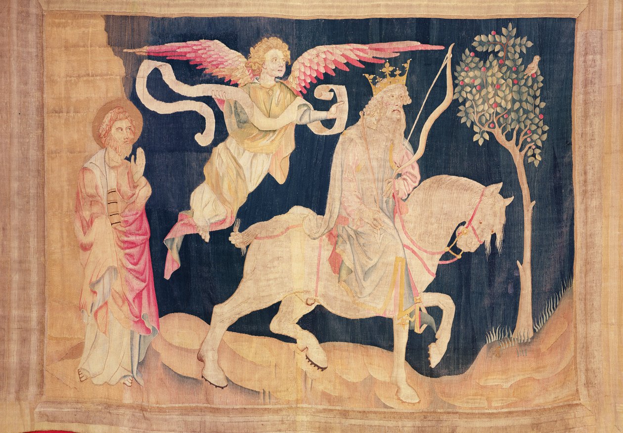 Der Reiter des weißen Pferdes, aus dem Apokalypse-Teppich von Angers, 1373-1387 (Teppich) von Nicolas Bataille
