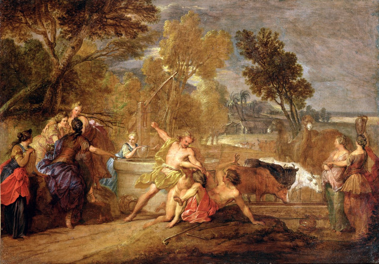 Moses und die Töchter Jethros von Nicolas Bertin