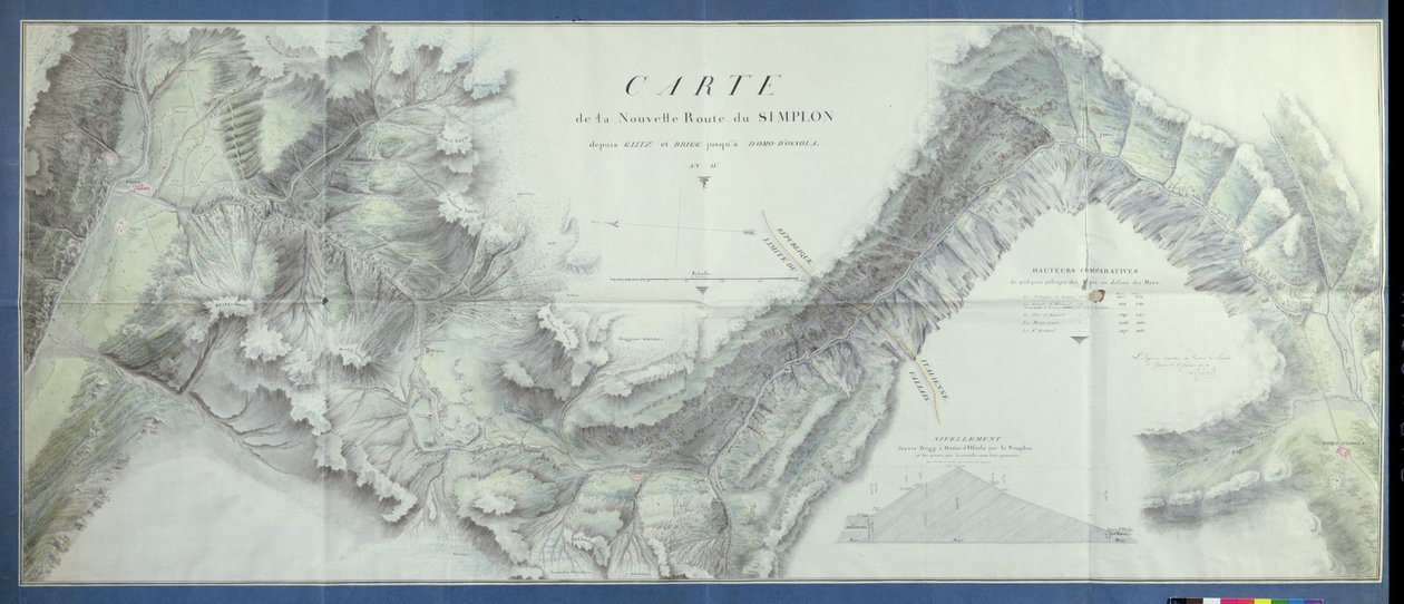 Karte des neuen Simplonpasses, 1803 von Nicolas Ceard