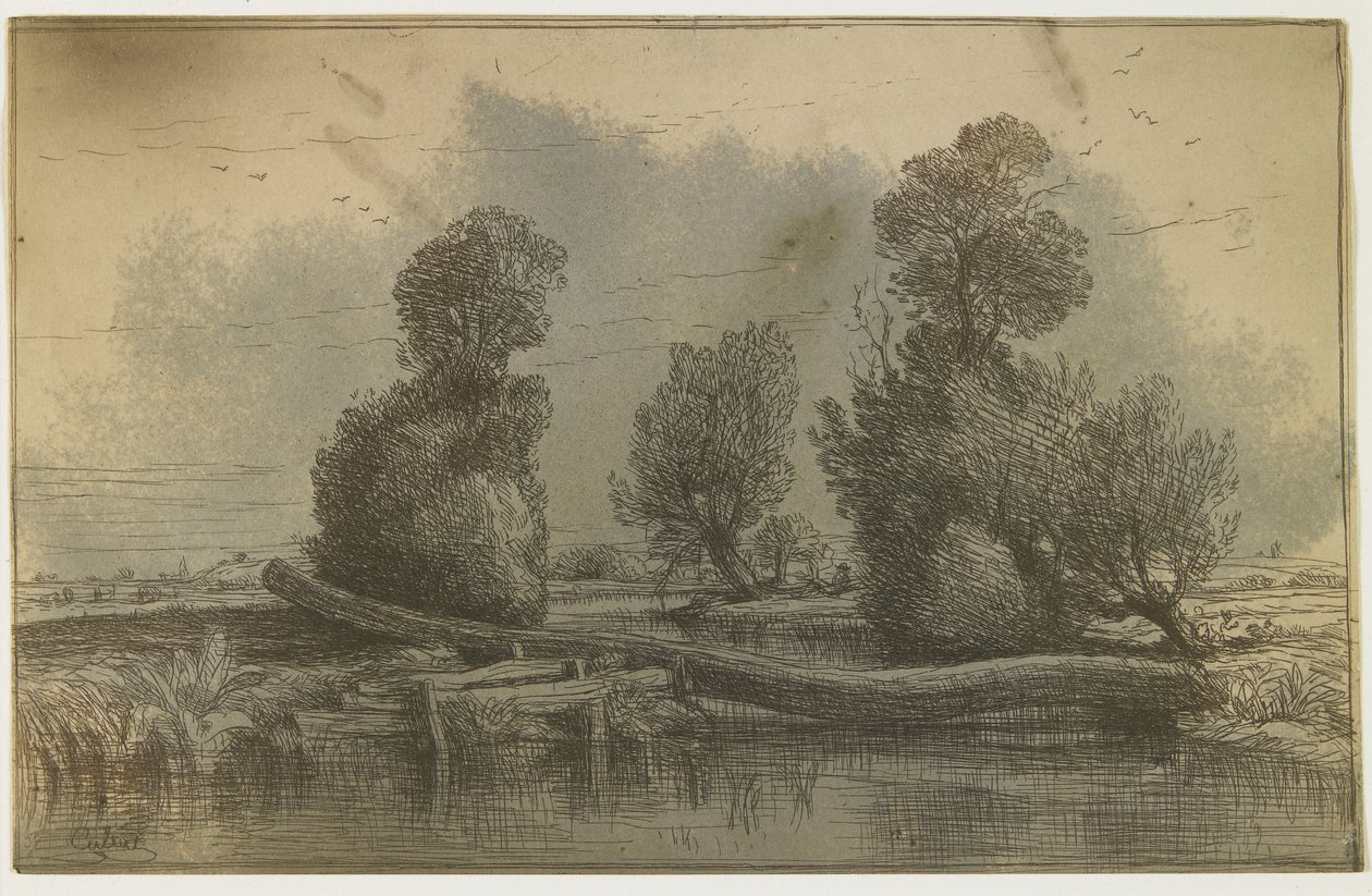 Cliché Verre - Landschaft von Nicolas Louis Cabat
