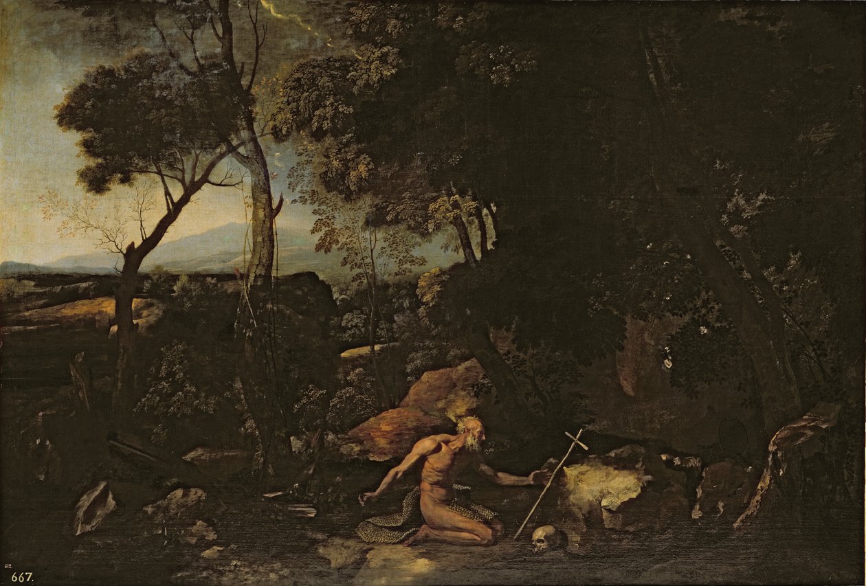 Landschaft mit dem Heiligen Hieronymus von Nicolas Poussin