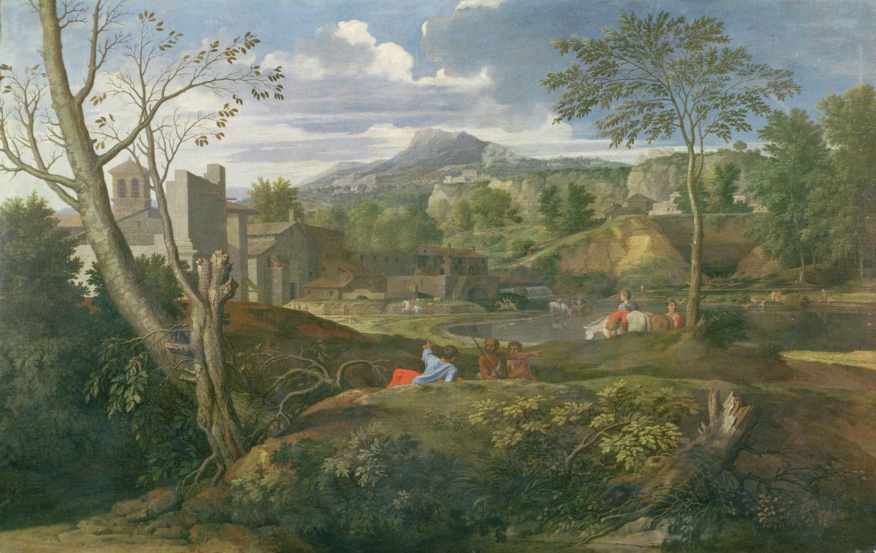 Landschaft mit Gebäuden, 1648-51 von Nicolas Poussin